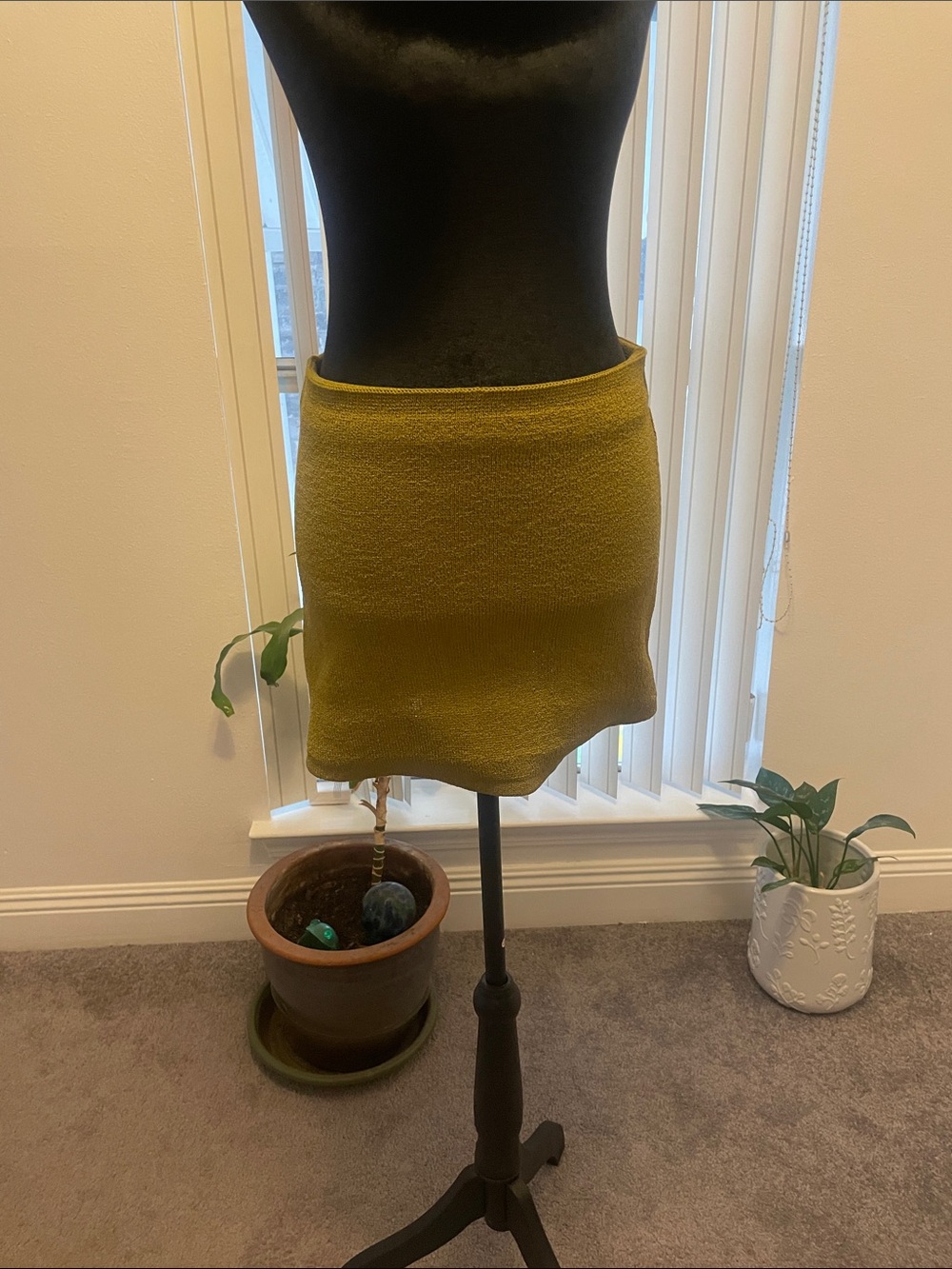 Zara Olive Knit Mini Skirt